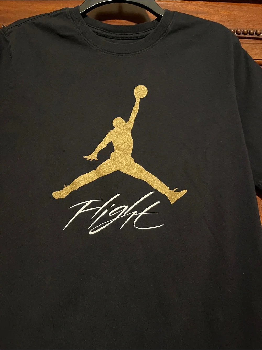 Jordan Flight T-Shirt in Black with Gold Logo